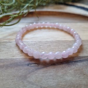 Rozenkwarts facet armband 6mm