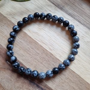Sneeuwvlok obsidiaan armband 6mm