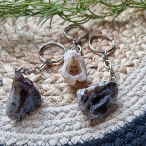 Agaat geode sleutelhanger