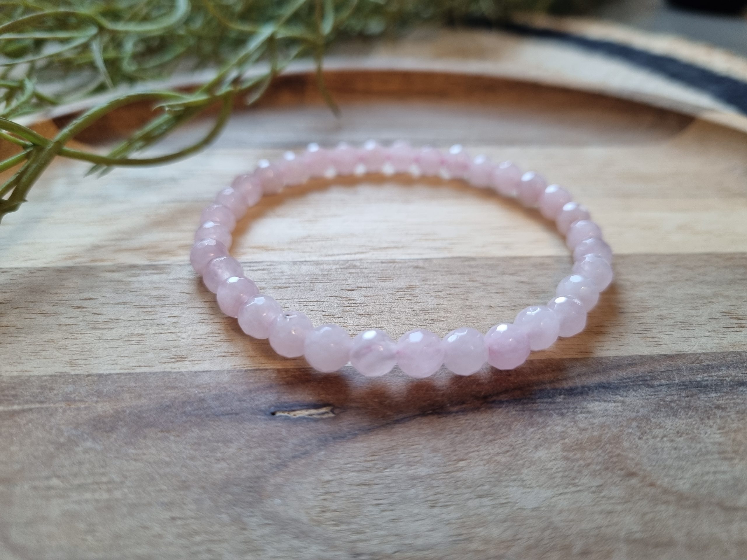 Rozenkwarts facet armband 6mm