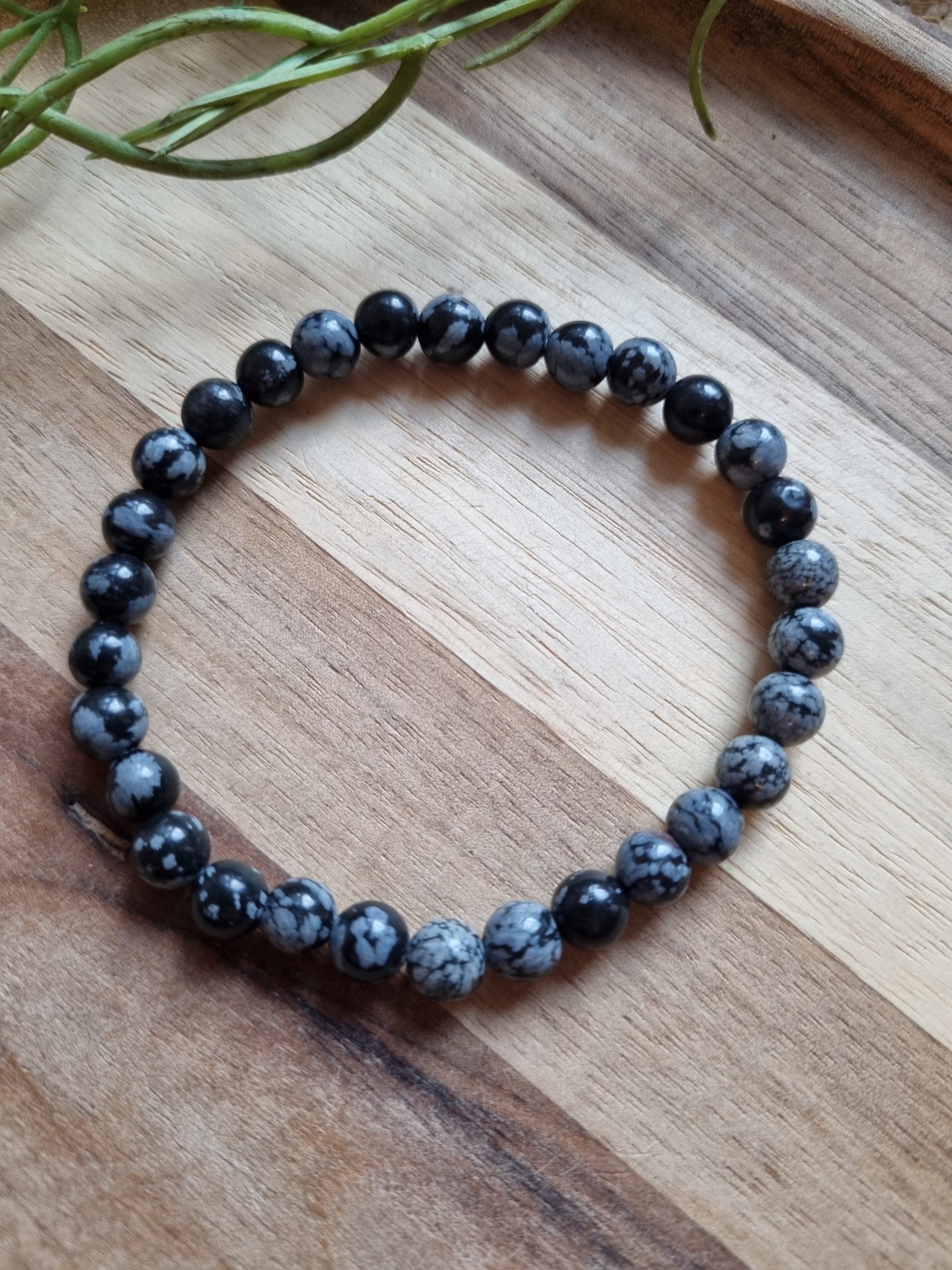 Sneeuwvlok obsidiaan armband 6mm
